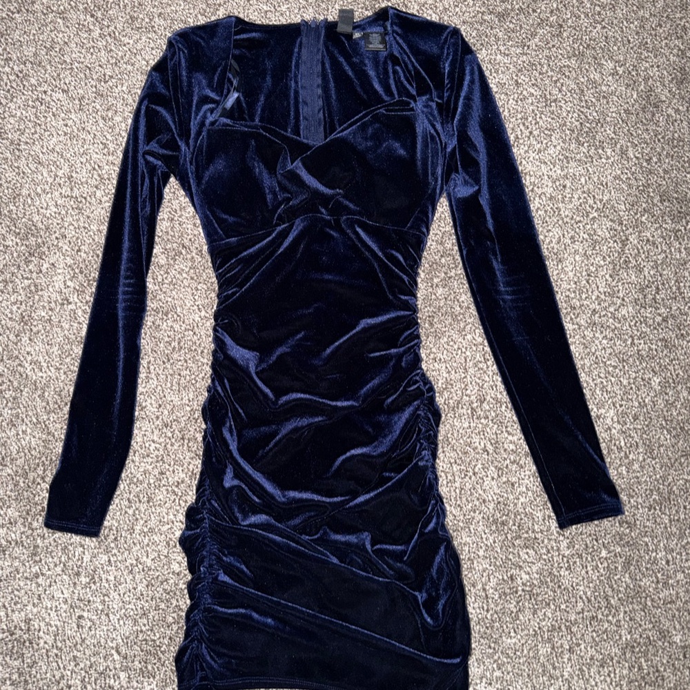 Blue velvet dress